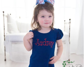 Toddler Girls' Monogrammed Puff Sleeve Cotton Shirt: Personalized Ruffle Detail Top