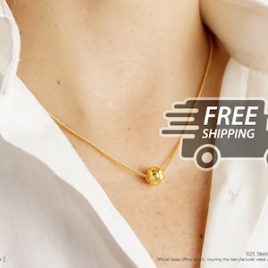Portuguese Filigree NECKLACE with Viana Bead (medium-sized) Traditional Portugal, 925 Sterling Silver with 24k Gold Bath