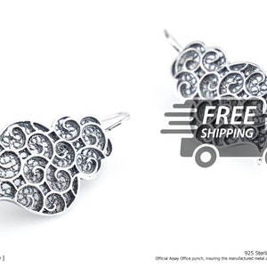 Portuguese Filigree EARRINGS Small Twirled Hearts Viana Traditional Antique Portugal, 925 Sterling Silver
