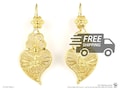 Portuguese Filigree EARRINGS Heart Viana Traditional Antique Portugal, 925 Sterling Silver w\/ 24k Gold Bath product logo
