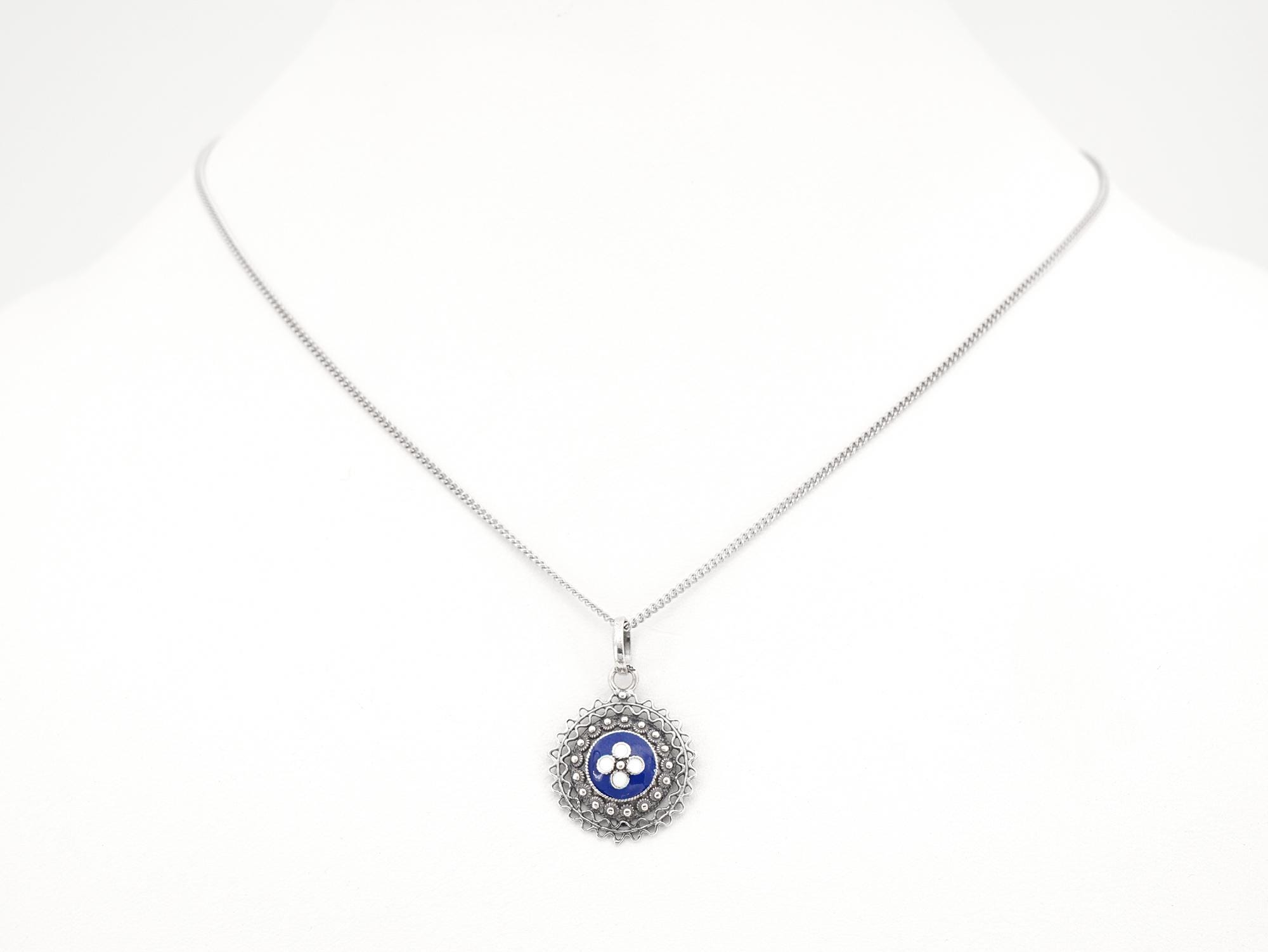 Collana Lunga Con Ciondolo Goccia In Argento Placcato E Acrilico Blu Scuro - Foto 2