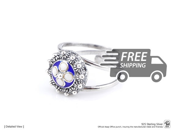 Bague Ancienne Réglable Argent Sterling 925 - Filigrane, Bout, Taille 3