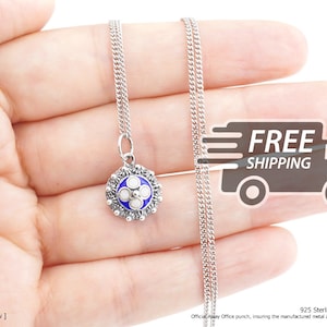 Portuguese PENDANT w/ Necklace Caramujo Classic & Enamel Traditional Antique Portugal, 925 Sterling Silver