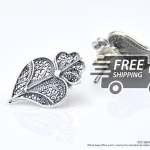 Portuguese Filigree EARRINGS Viana Heart studs Traditional Antique Portugal, 925 Sterling Silver