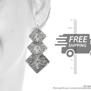 Portuguese Filigree EARRINGS Traditional Tiles Antique Portugal, 925 Sterling Silver