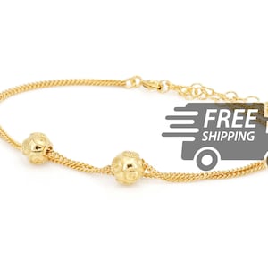 Portuguese Filigree BRACELET Two Contas de Viana Beads (6mm) Traditional Portugal, 925 Sterling Silver with 24k Gold Bath