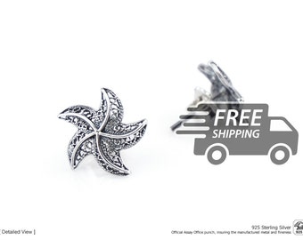 Portuguese Filigree EARRINGS Starfish Earrings Traditional Antique Portugal, 925 Sterling Silver