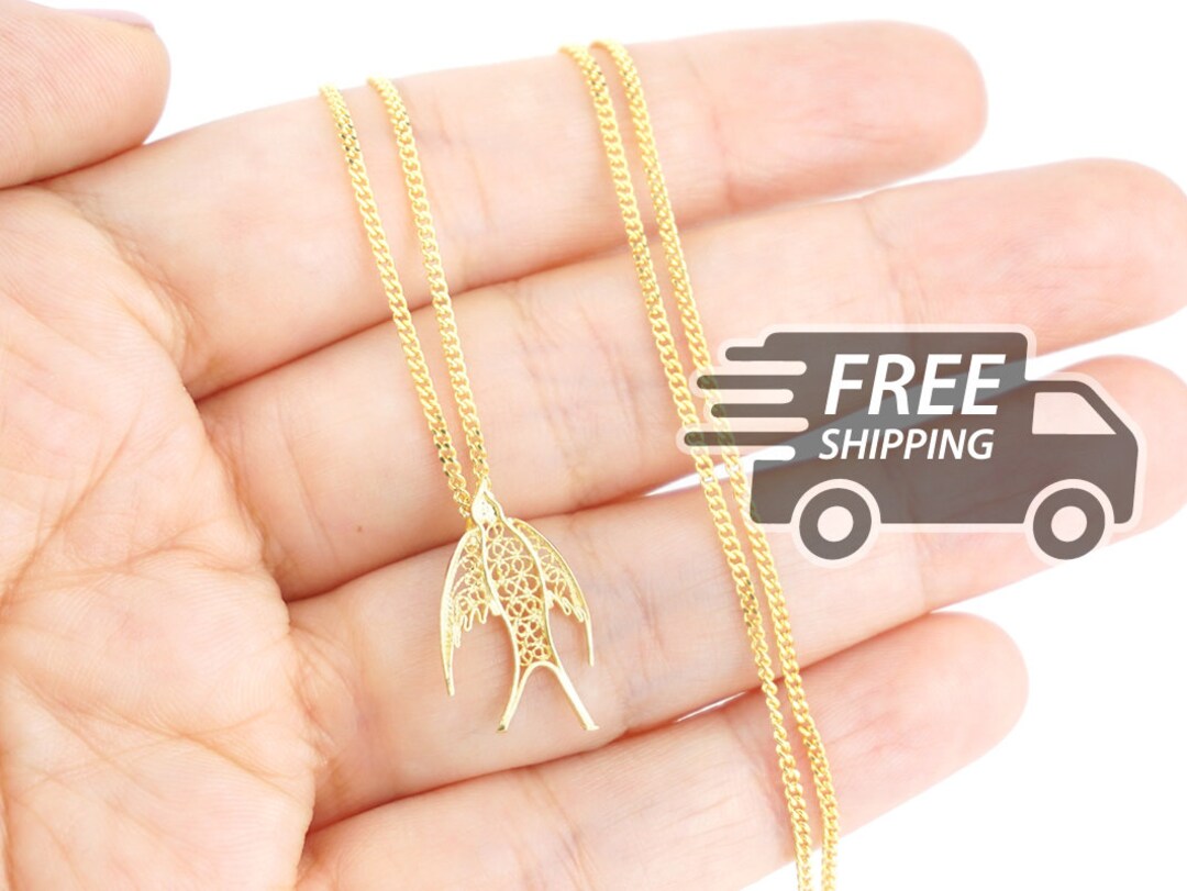 Portuguese Filigree PENDANT Small Swallow Bird W/ Necklace - Etsy Singapore