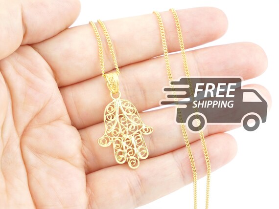 Pendentif Main De Fatma En Or Massif 18K - Filigrane - Neuf Avec étiquettes - Unisexe