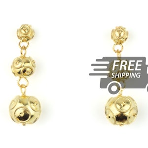 Portuguese Filigree EARRINGS Contas de Viana / Viana Beads Dangle Earrings Portugal Traditional, 925 Sterling Silver w/ 24k Gold Bath