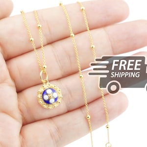 Portuguese PENDANT w/ Spheres Necklace Caramujo Classic & Enamel Traditional Antique Portugal, 925 Sterling Silver with 24k Gold Bath