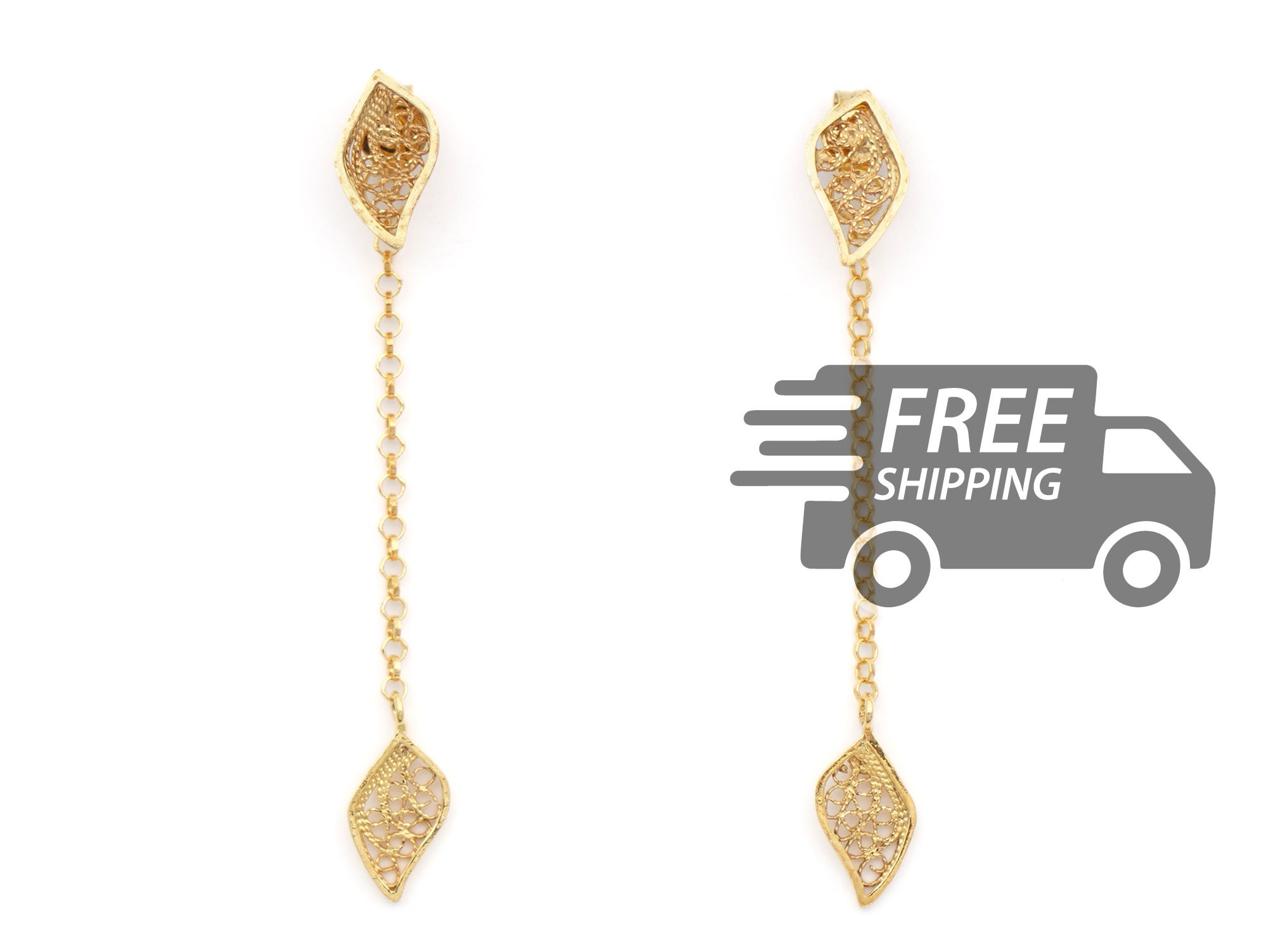 Orecchini A Foglia In Smalto Verde: Borchie In Filigrana Placcate In Argento