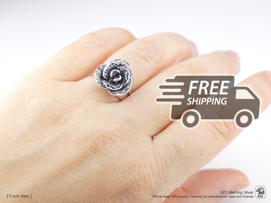Bague portugaise en filigrane fleurs élaborées réglables, argent