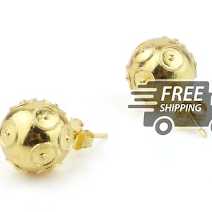 Portuguese Filigree EARRINGS Large Contas de Viana / Viana Beads Earrings Traditional Portugal, 925 Sterling Silver with 24k Gold Bath