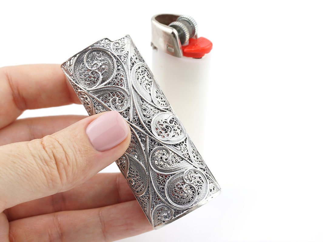Étui à briquet Mini Bic en argent sterling super rare porte-étui unique vintage fait main touareg - Canada