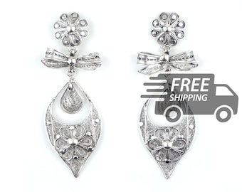 Portuguese Filigree Earrings: Rich Princess, 925 Sterling Silver, Viana
