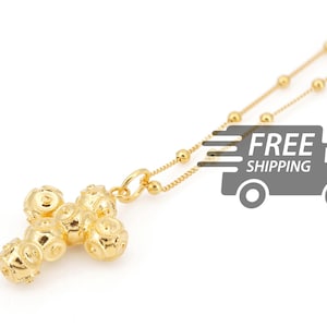 Portuguese Filigree NECKLACE Cross Contas de Viana Beads Traditional Portugal, 925 Sterling Silver with 24k Gold Bath