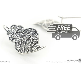 Portuguese Filigree EARRINGS Geometric Heart Traditional Antique Portugal, 925 Sterling Silver