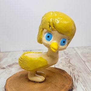 Duck Polymer Clay Figurine, Disney Inspired, Sculpture Display, Human Duckling Girl, Animal Lover Gift, Cute Duck, Chick, Blonde Hair Bird