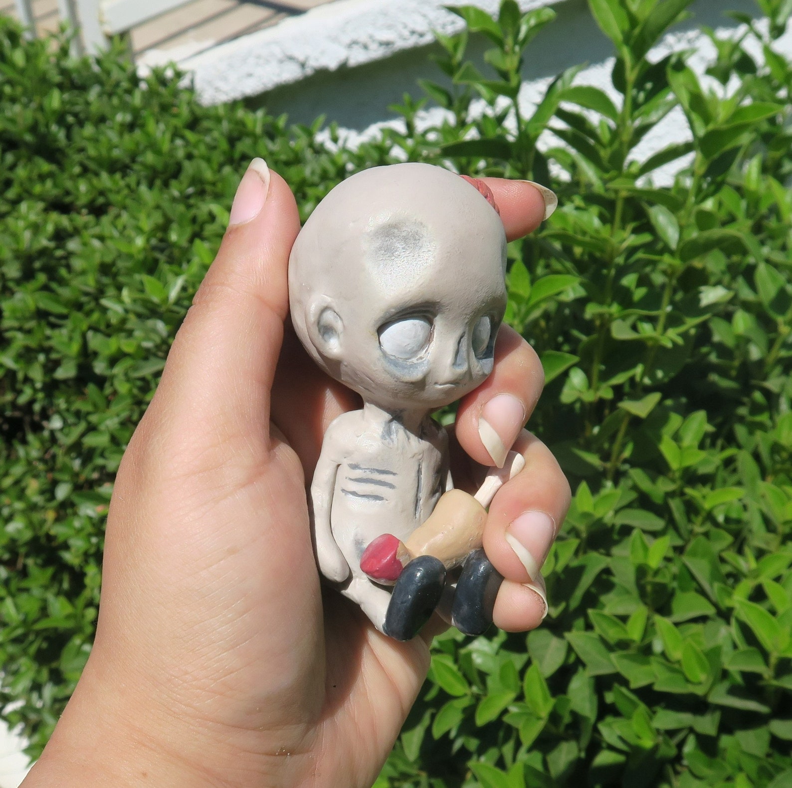 The Skeletal Zombie Boy Polymer Clay Sculpture Handmade OOAK Etsy