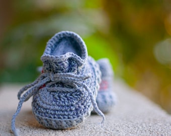 Newborn crochet baby shoes, Grey baby shoes, Grey slippers, Newborn gift