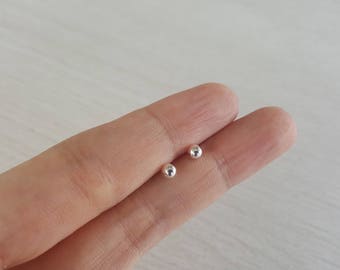 4 mm Tiny Dot Earrings, 925 Sterling Silver Stud , Simple Earrings, Single Ball Stud Earrings, Minimal Earrings, Nickle Free, Teeny Studs