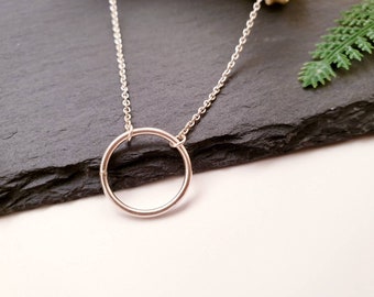 Simple Karma Necklace,  Dainty Circle Necklace, Open Circle Necklace, Layering, Minimalist, Wedding, Delicate