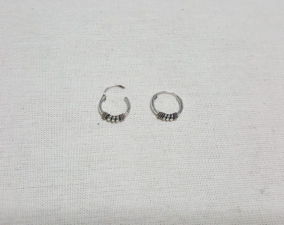 925 Sterling Silver Bali Endless Hoop Earrings 001