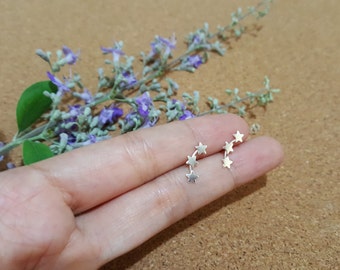 Triple Star Silver Earrings - Tiny Star Earrings - 3 Star Stud Earrings - Star earrings - Star jewelry - Gift for her - 3 Stars - Ear jacket