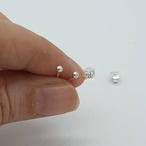 2 mm Tiny Ball Stud, 925 Sterling Silver, Tiny Dot Stud Earring, Single Ball Stud Earring, Silver Post, Everyday Jewelry, Minimal Earrings