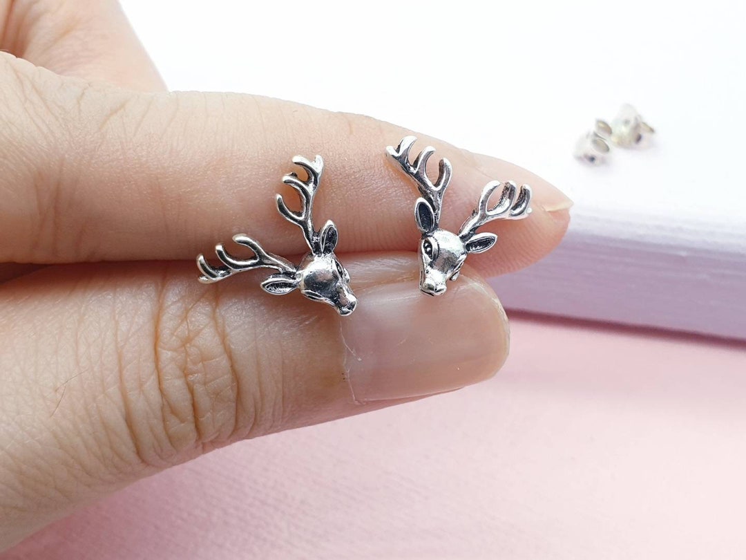 12 Mm Deer Antler Stud Earrings Cartilage Stud Nickle Free Etsy UK