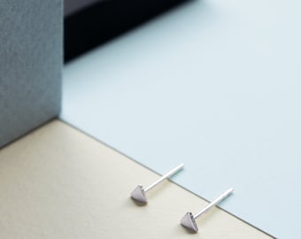 3 mm Tiny Triangle Stud Earrings, 925 Sterling Silver, Minimalist Earrings, Nickle Free, Second Piercing Earrings, Silver Ear Stud