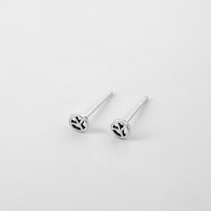 4 mm Tiny Peace Ear Stud Earrings, 925 Sterling Silver, World Peace, Peace Sign Stud Earrings, Cartilage Stud, Nickle Free Earrings