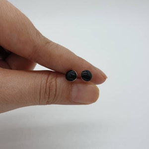 Sterling Silver Simulated Black Onyx Stud Earrings - 3mm Tiny Studs For Multiple Piercings