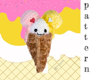 Peluche cornet de crème glacée au crochet Patron PDF Tutoriel Amigurumi