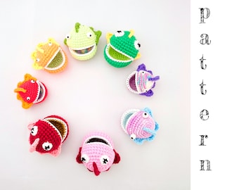 Patroon gehaakt visspel: amigurumi vis en hengel (pdf-download)