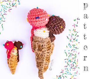 Cornet de glace au crochet Patron PDF Tutoriel Amigurumi