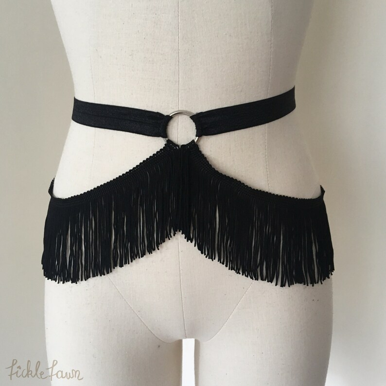 Burlesque Shimmy Fringe Cage Bra Fringe Belt Skirt Black Etsy