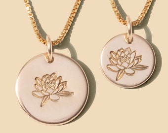 Water Lily • July Birth Flower Necklace, 14k Gold Filled, .925 Sterling Silver, Rose Gold