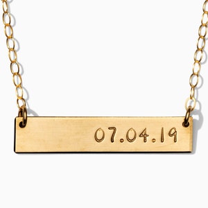 Date necklace, custom date necklace, birth date necklace, personalized, custom necklace, wedding date, bar necklace, personalized necklace