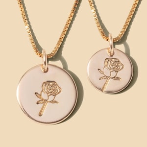 Rose June birth flower necklace, rose necklace, mother&#39;s necklace, birth flower necklace gold, birth flower necklace silver mother&#39;s day
