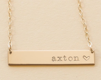 Personalized gold bar necklace, name necklace, inspirational, anniversary bridesmaids gift, gift for her, date necklace, mom NHB-15X25BR