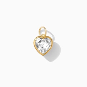 Heart charm, 9mm, sterling silver or 18k gold plated, cubic zirconia heart charm, heart pendant, gold heart charm, silver heart charm