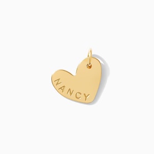 Custom heart charm, 11mm, sterling silver, 14k gold filled, 14k rose gold filled, heart charm, personalized heart charm, text heart charm