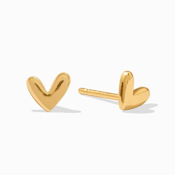 Adeline Heart Stud Earrings, 6mm, .925 Sterling Silver, 18k Gold Plated