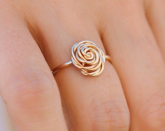 The rose ring, rose ring, gold rose ring, silver rose ring, gratitude ring, giving ring, gift for her, appreciation ring, gold stacking ring