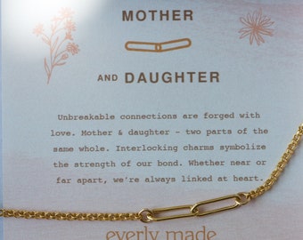 Mother daughter bracelet, gift for mom, gift for daughter, mom and daughter jewelry, mother daughter gift, from daughter, from mom, from son