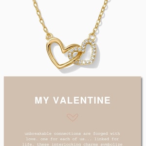My Valentine Necklace, valentine&#39;s day gift, valentine gift, linked heart necklace, 2 heart necklace, friendship necklace, gift for her, N58