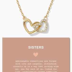 Sisters Necklace, sister gift, linked hearts necklace, gift for big sister, gift for little sister, sibling necklaces, gift for sister