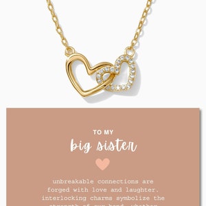 Big Sister Necklace, big sister gift, linked hearts necklace, linked jewelry, gift for big sister, big sister present, sibling necklaces
